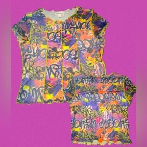 Graffiti T shirt. Cropped. Ribbed